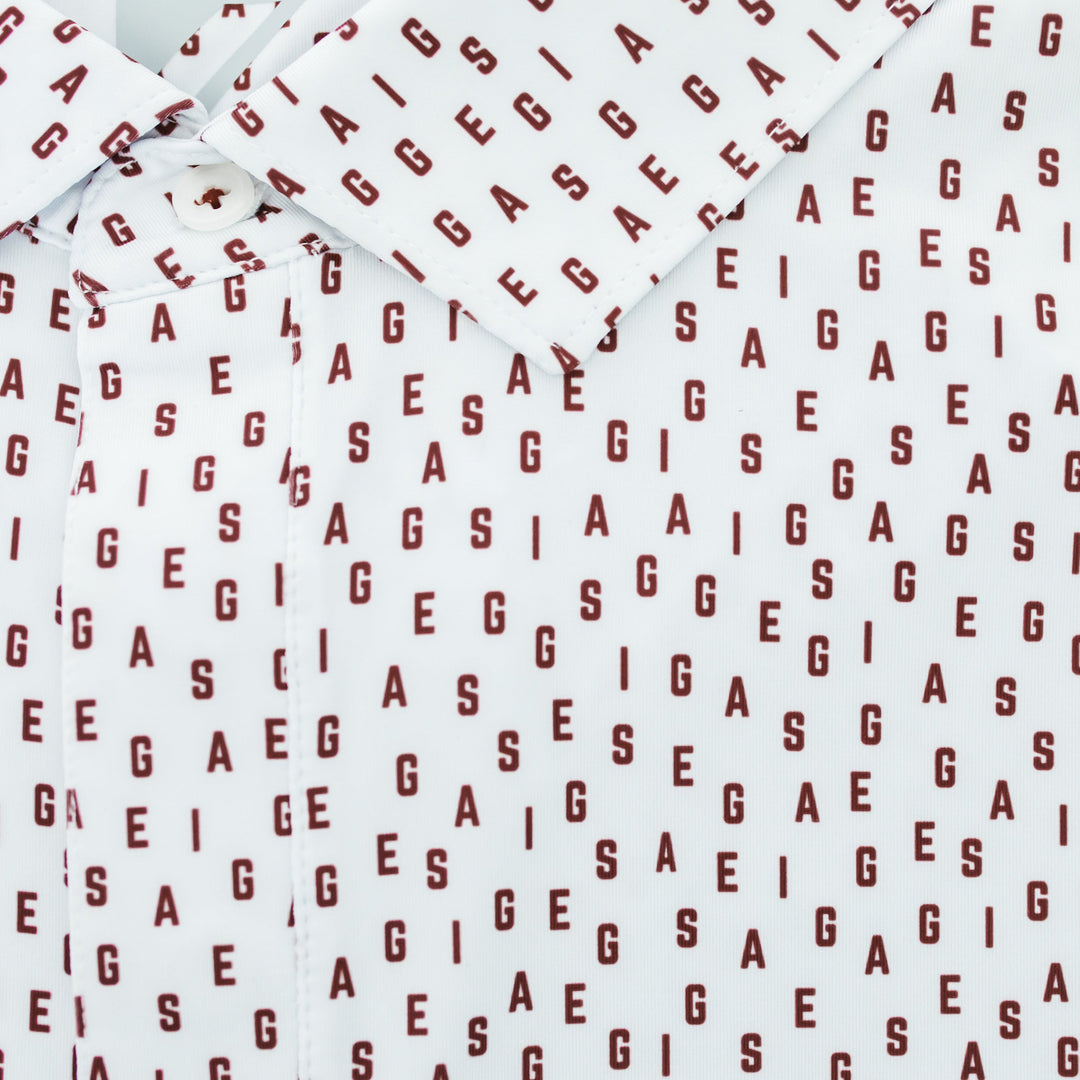 Maroon &amp; White Performance Polo