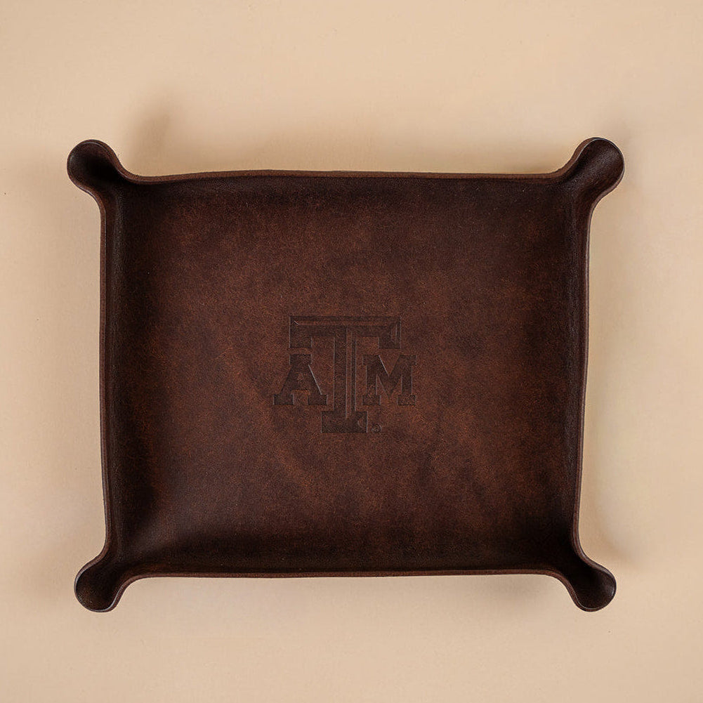 Texas A&amp;M Leather Valet Tray - Brown