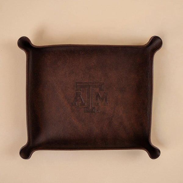 Texas A&M Leather Valet Tray - Brown