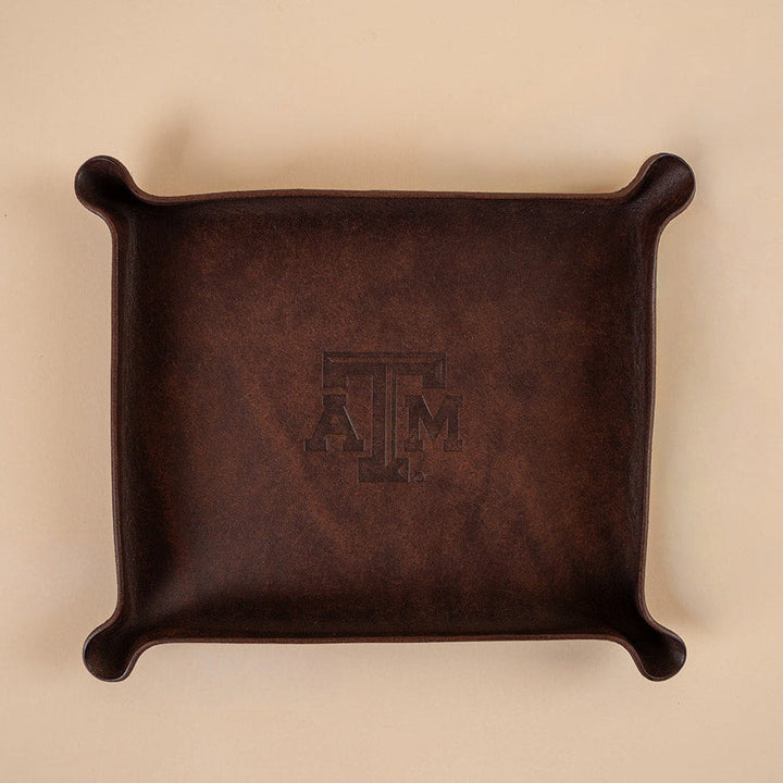 Texas A&amp;M Leather Valet Tray - Brown