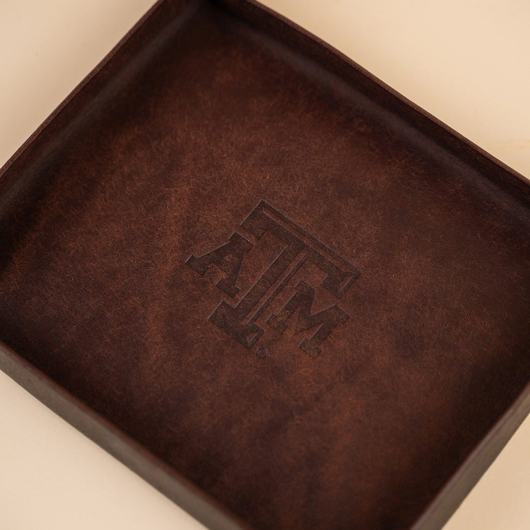 Texas A&amp;M Leather Valet Tray - Brown