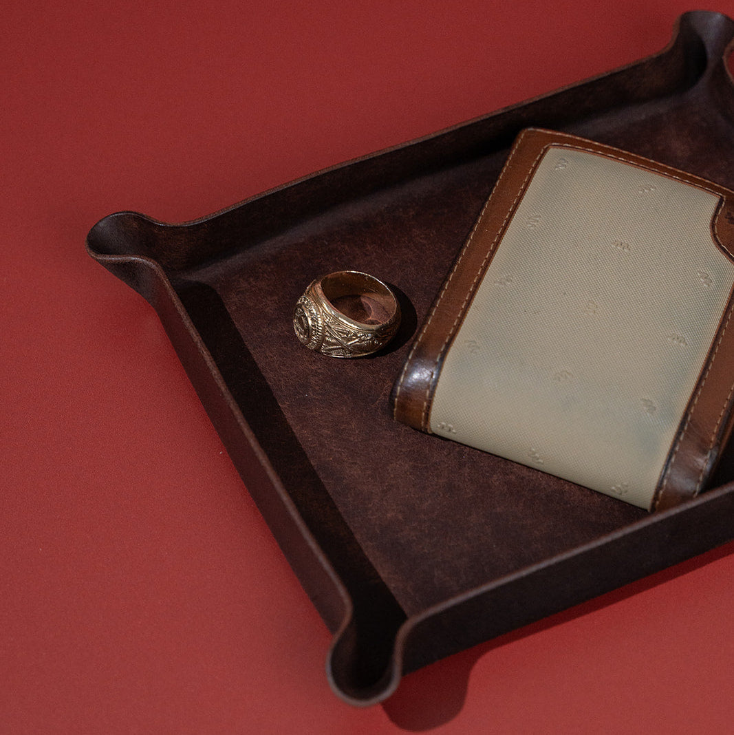 Texas A&amp;M Leather Valet Tray - Brown