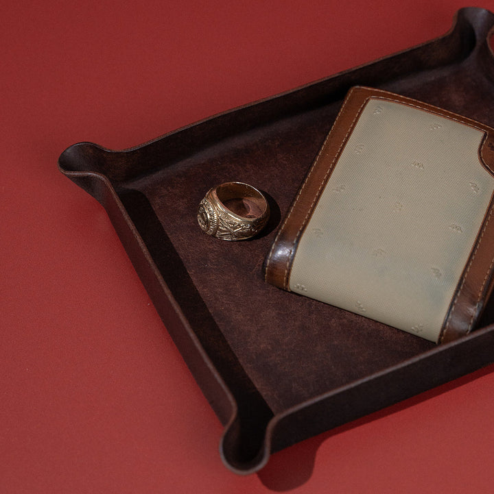 Texas A&amp;M Leather Valet Tray - Brown