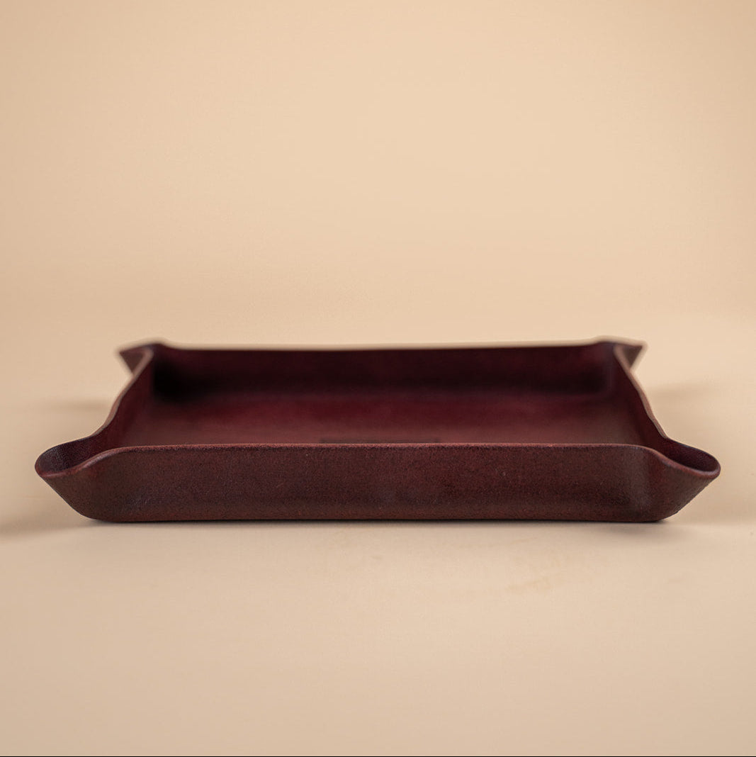 Maroon leather valet tray with Texas A&amp;M Aggies logo 