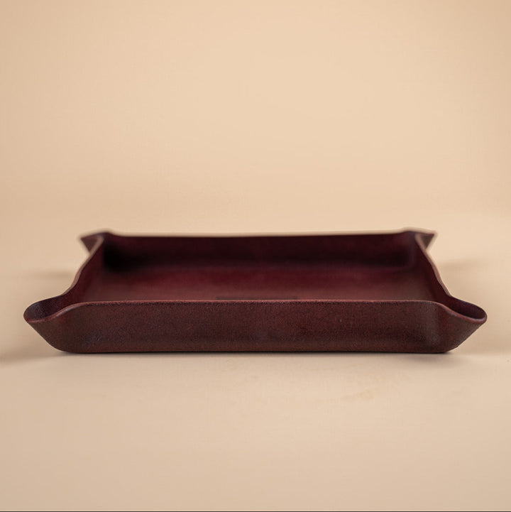 Maroon leather valet tray with Texas A&amp;M Aggies logo 